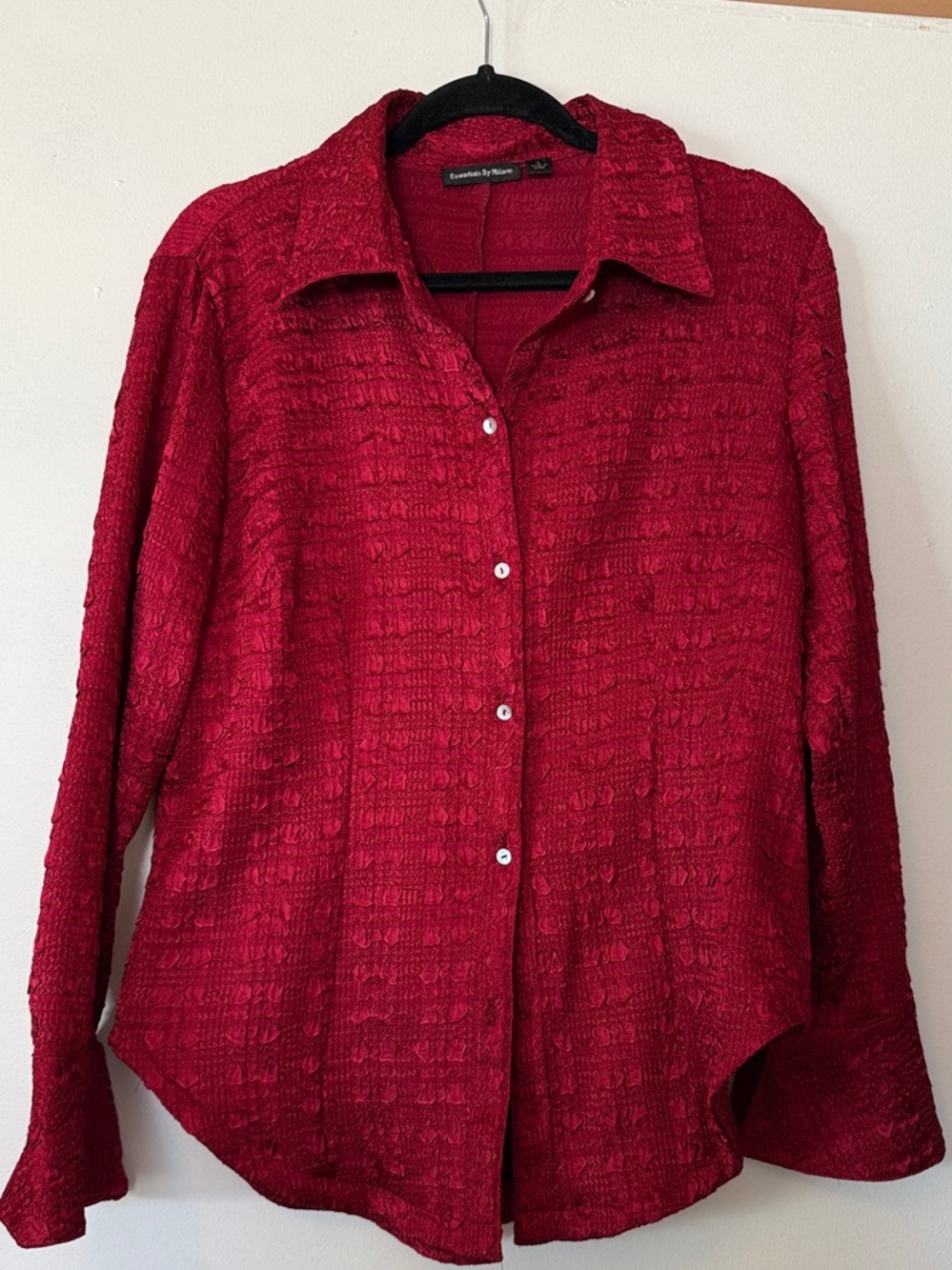 Essentials by Milano Crimson Textured Button-Up Shirt